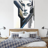 Geometrische abstracte vrouw canvas afdruk (Insitu (Slaapkamer))