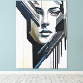 Geometrische abstracte vrouw canvas afdruk (Insitu (Houten vloer))