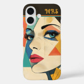 Geometrische Abstracte vrouw met Aqua Eyes Case-Mate iPhone Case (Achterkant)