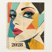 Geometrische Abstracte vrouw met Aqua Eyes Planner (Voorkant)