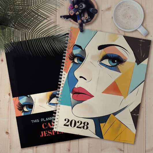Geometrische Abstracte vrouw met Aqua Eyes Planner