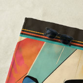 Geometrische abstracte vrouw met aqua ogen strandlaken (In situ)