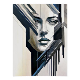 Geometrische abstracte vrouw perfect poster