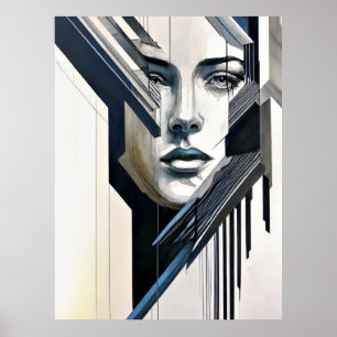 Geometrische abstracte vrouw poster