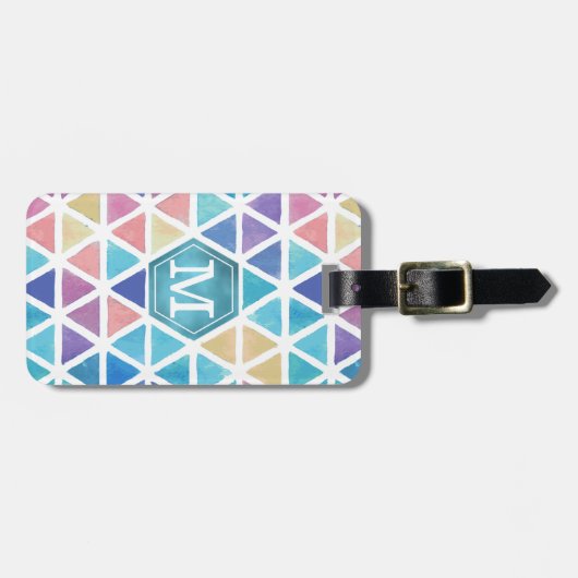 Geometrische abstracte Waterverf (koraalriffen) Bagagelabel (Voorkant horizontaal)