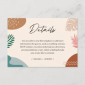 Geometrische Abstracte Zomer Tropische Bruiloft De Informatiekaartje (Voorkant)