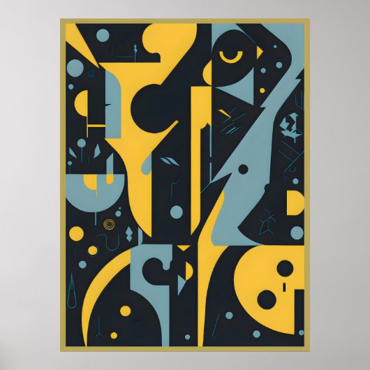 Geometrische abstractie: gedurfde vormen, levendig poster (Voorkant)