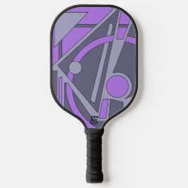 Geometrische abstractie in lavendel en grijs pickleball paddle