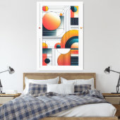 Geometrische abstractie in vetgedrukte kleuren canvas afdruk (Insitu (Slaapkamer))