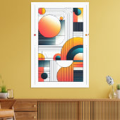 Geometrische abstractie in vetgedrukte kleuren canvas afdruk (Insitu (Woonkamer))