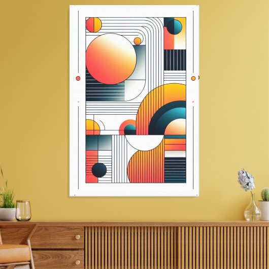 Geometrische abstractie in vetgedrukte kleuren canvas afdruk (Insitu (Woonkamer))