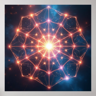 Geometrische Abstractie: Lichtgevende Kern Kunstwe Poster
