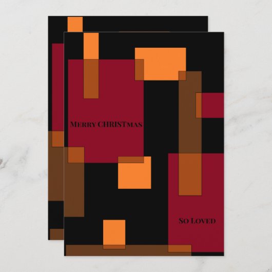 Geometrische abstractie Rood Bruin Zwart Kerstmis Feestdagenkaart (Voorkant / Achterkant)