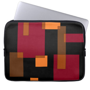 Geometrische abstractie rood Oranje zwart Laptop Sleeve