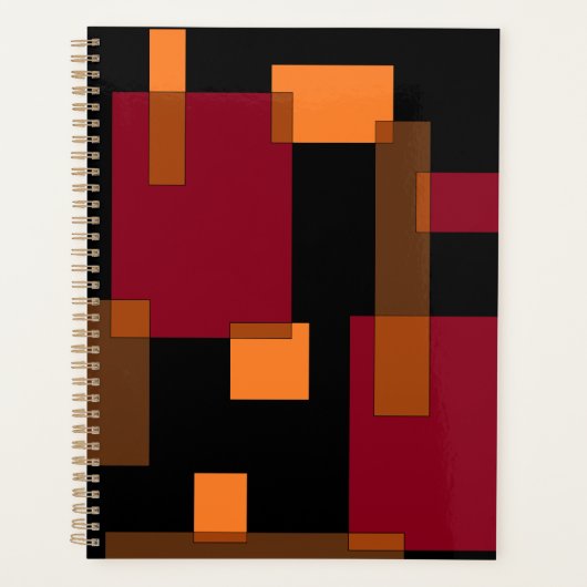 Geometrische abstractie rood Oranje zwart Planner (Voorkant)