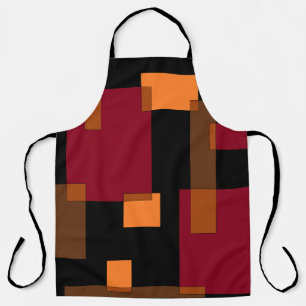 Geometrische abstractie rood Oranje zwart Schort