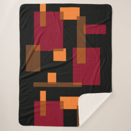 Geometrische abstractie rood Oranje zwart Sherpa Deken