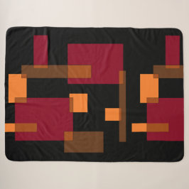 Geometrische abstractie rood Oranje zwart Sherpa Deken