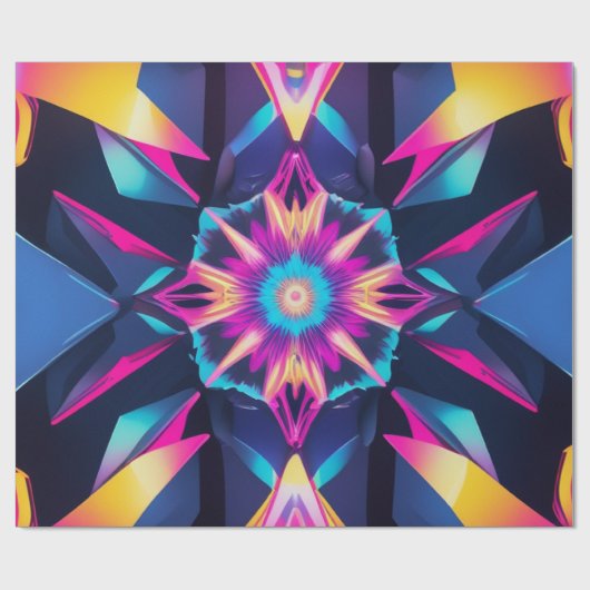 Geometrische abstractie van neon wikkelen cadeaupapier (Vlak)