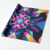Geometrische abstractie van neon wikkelen cadeaupapier (Uitgerold)