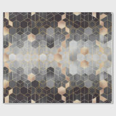 Geometrische abstractie van zeshoeken op zwart en  cadeaupapier (Vlak)