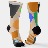  geometrische achtergrond Bruin Zwart groen Sokken (Gebogen)