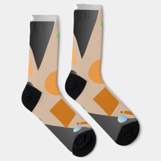  geometrische achtergrond Bruin Zwart groen Sokken (Rechts)