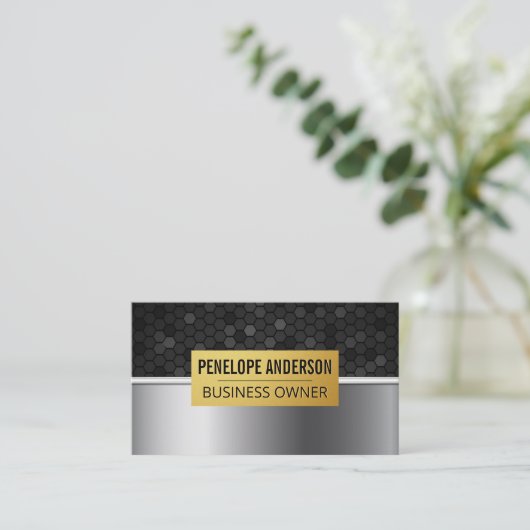 Geometrische achtergrond | Metaal Visitekaartje (Staand voorkant)