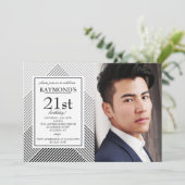 Geometrische achtergrondfotouitnodiging kaart (Staand voorkant)