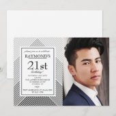 Geometrische achtergrondfotouitnodiging kaart (Voorkant / Achterkant)