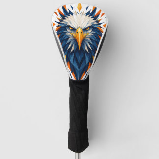 Geometrische Adelaar Blauw & Oranje Veelhoekige Ku Golfheadcover