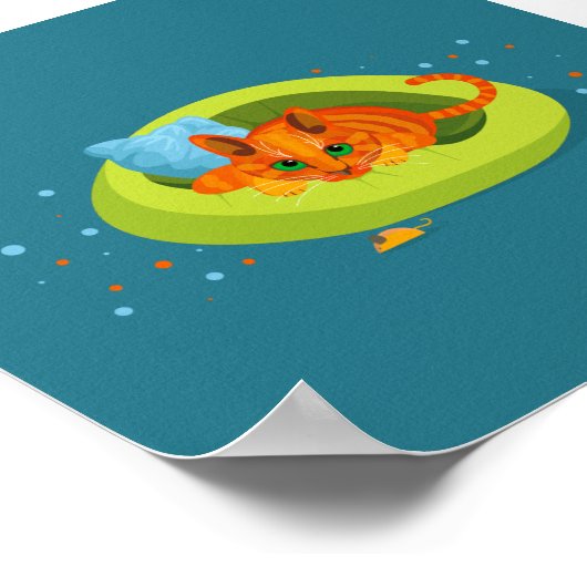 Geometrische afbeelding van gemberkat op bed poster (Hoek)