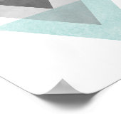 Geometrische afdruk blauwgroen en grijze driehoek poster (Hoek)