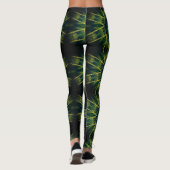 Geometrische afdruk groene contrastvloeistof leggi leggings (Achterkant)