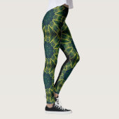 Geometrische afdruk groene contrastvloeistof leggi leggings (Rechts)