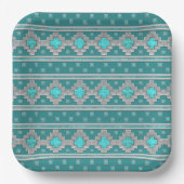 Geometrische afdruk van de Southwest Turquoise Sto Papieren Bordje (Voorkant)