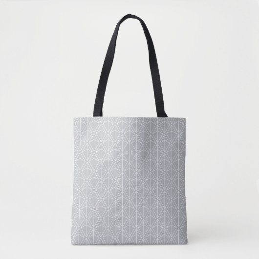 Geometrische afdruk van elegante grijze monogram tote bag (Voorkant)