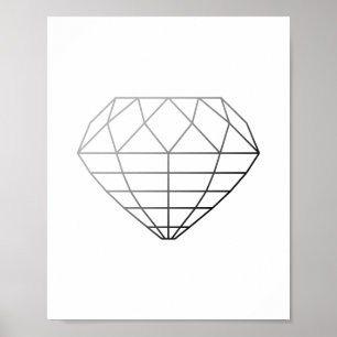 Geometrische afdruk van grijze en zwarte diamant poster