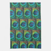 geometrische afdruk van pacockveer theedoek (Verticaal)