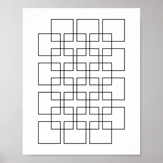Geometrische afdruk voor Black Interlocking Square Poster (Voorkant)