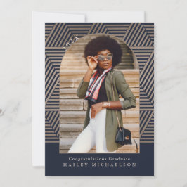 Geometrische afdrukknopfoto van Navy en Taupe Afst Kaart