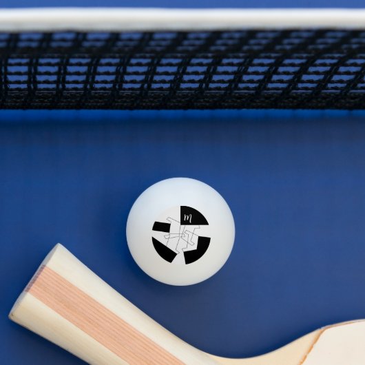 Geometrische afmeting van zwart-wit en zwart-wit pingpongbal (Tafel)