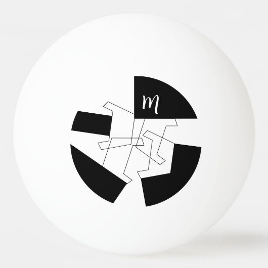 Geometrische afmeting van zwart-wit en zwart-wit pingpongbal (Voorkant)