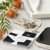 Geometrische afmeting van zwart-wit en zwart-wit sleutelhanger (Voorkant Rechts)