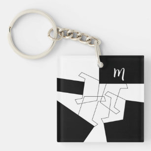 Geometrische afmeting van zwart-wit en zwart-wit sleutelhanger