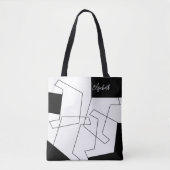 Geometrische afmeting van zwart-wit en zwart-wit tote bag (Voorkant)