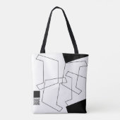 Geometrische afmeting van zwart-wit en zwart-wit tote bag (Achterkant)