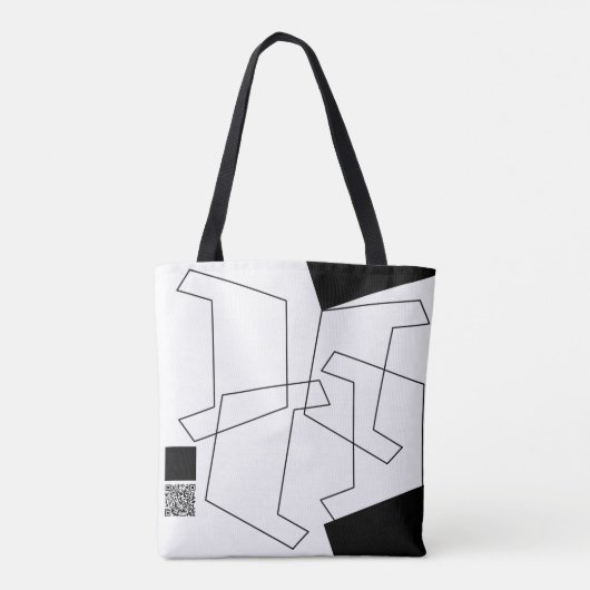 Geometrische afmeting van zwart-wit en zwart-wit tote bag (Achterkant)