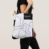 Geometrische afmeting van zwart-wit en zwart-wit tote bag (Dichtbij)