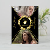Geometrische afstudeer-goud geperste aankondiging (Staand Voorkant)